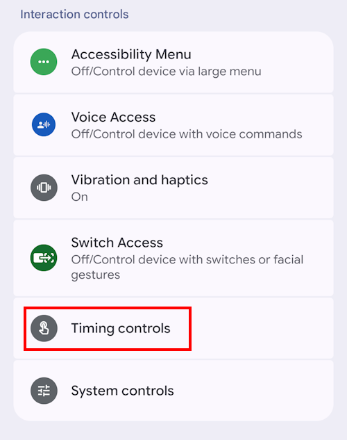 Tap Timing controls